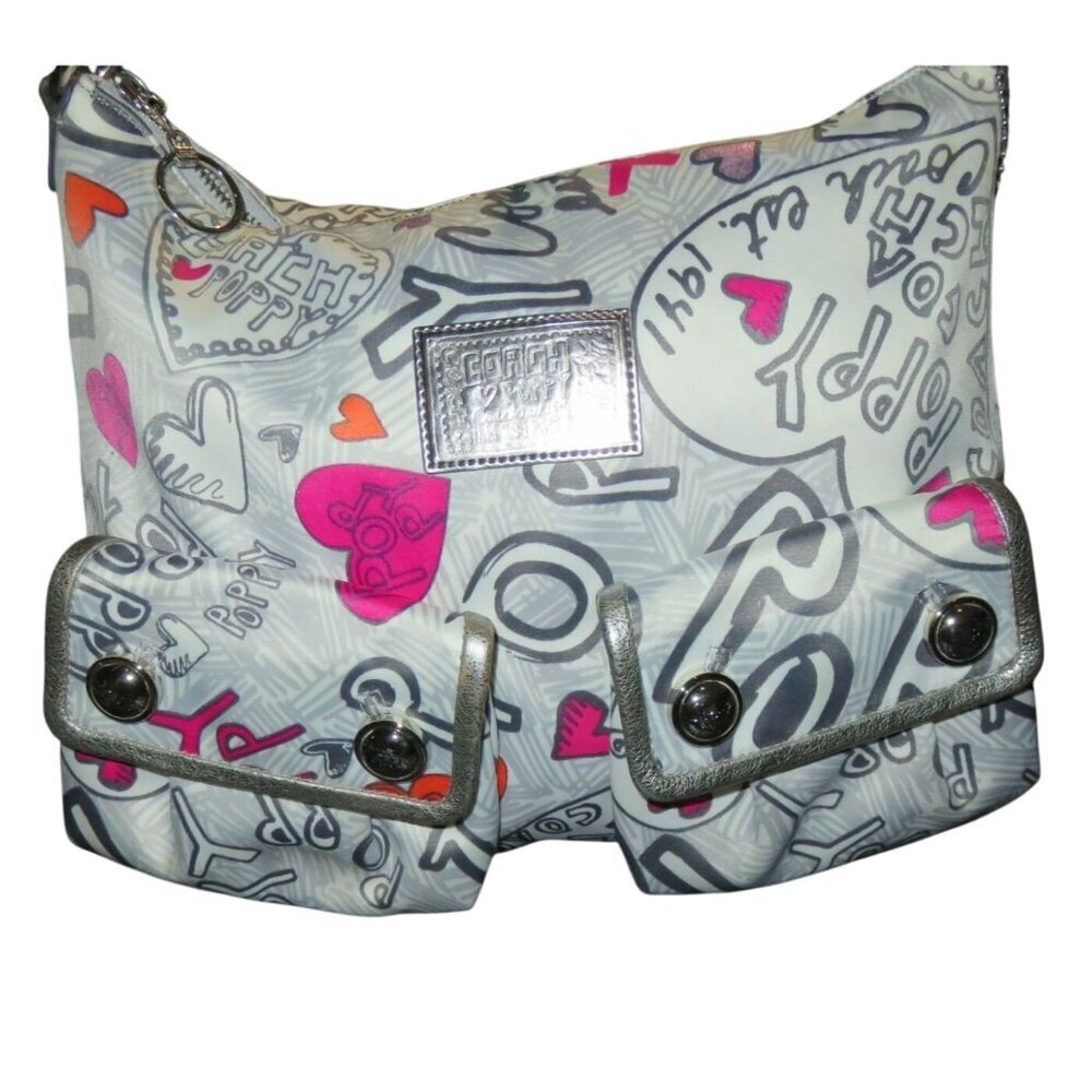 COACH Limited Edition 2009 Poppy Graffiti Double Flap pocket Hobo Bag 14636